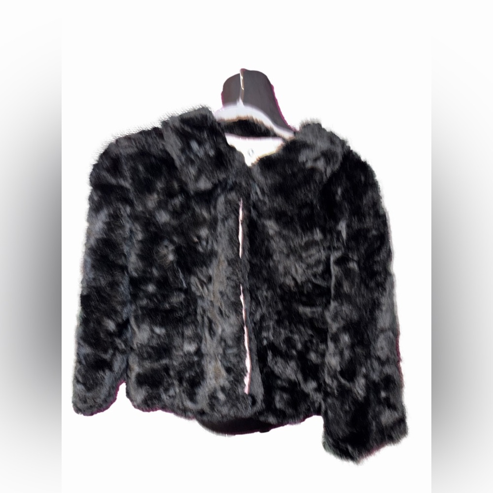 Kenzie Girls Black Faux Fur Jacket Soft Plush Cozy Size 8